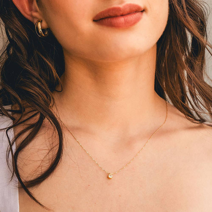Single 5mm Crystal Pendant Necklace