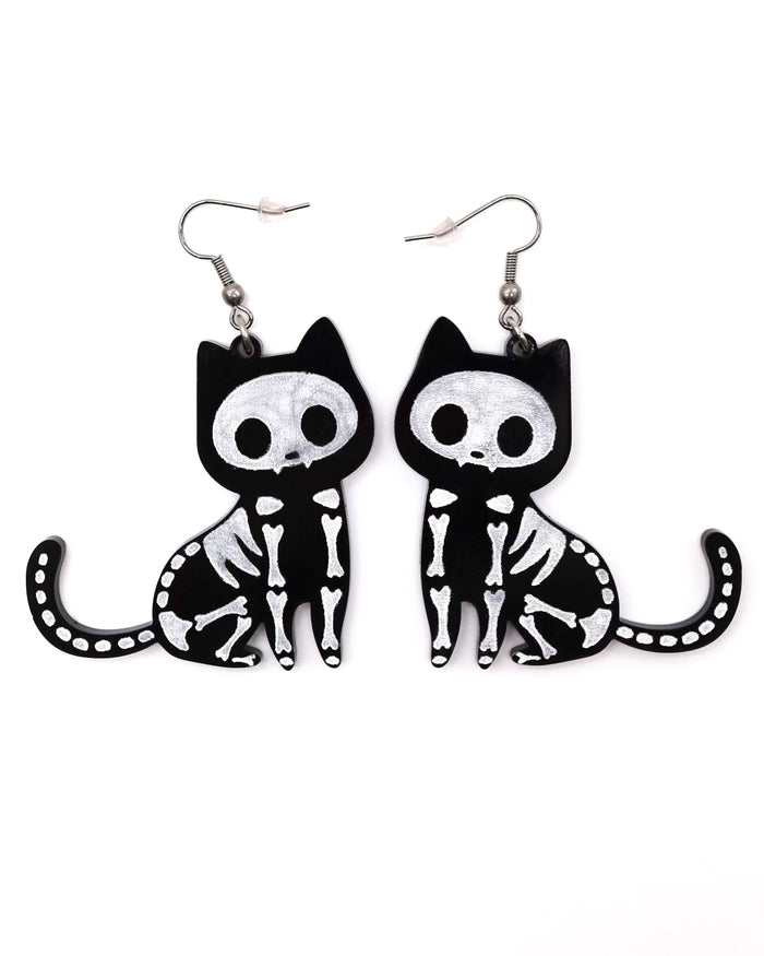 Skeleton Cat Earrings