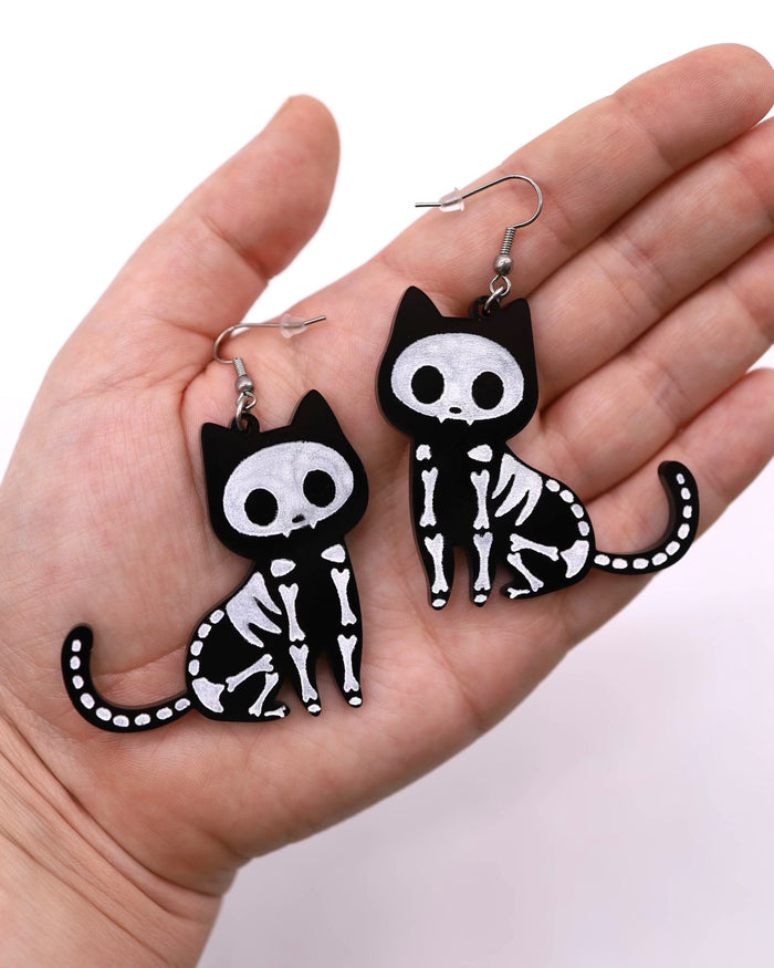 Skeleton Cat Earrings