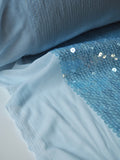Sky Blue Translucent Sequin Stretch Mesh