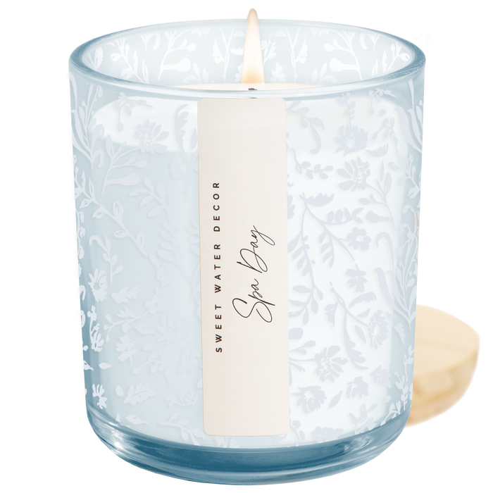 Spa Day Candle Blue Tinted Jar