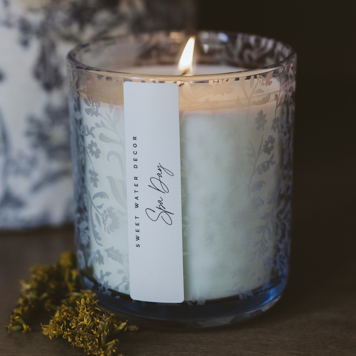 Spa Day Candle Blue Tinted Jar