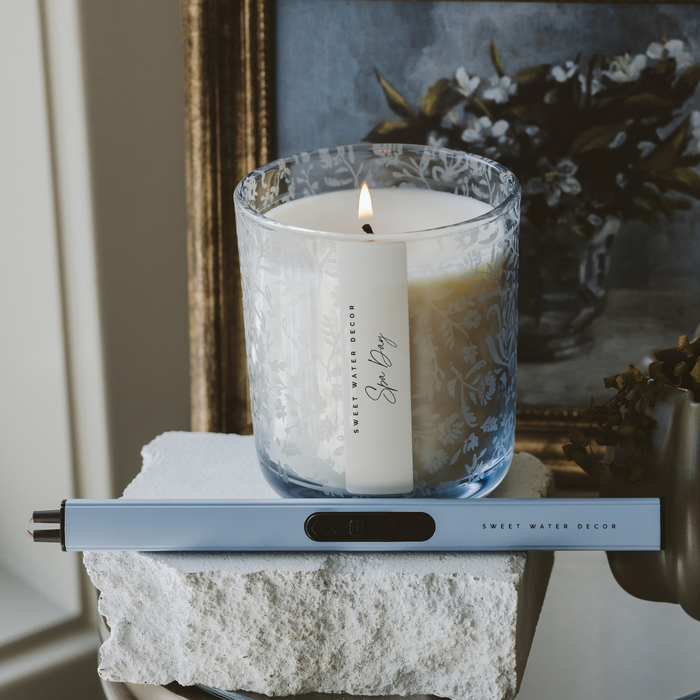 Spa Day Candle Blue Tinted Jar