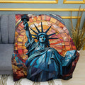 Statue of Liberty Mosaic Print Plush Fleece Throw Blanket