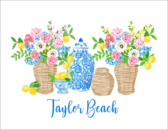 Summer's Bounty Personalized Folded Note Cards
