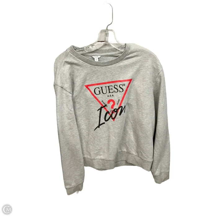 Sweatshirt Crewneck By Guess In Grey, Size: Xs