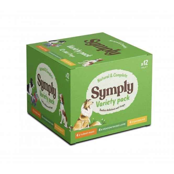 Symply Variety Pack box of twelve 395g wet dog food trays