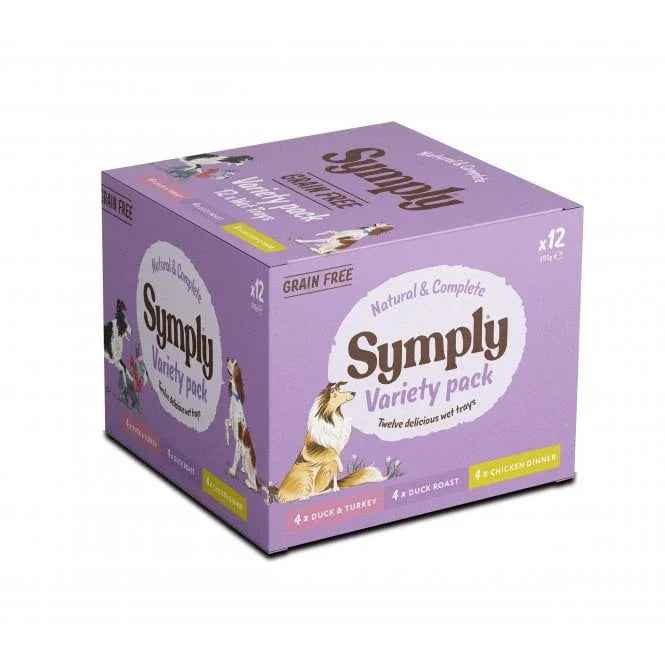 Symply Grain Free Variety Pack box of twelve 395g wet dog food trays