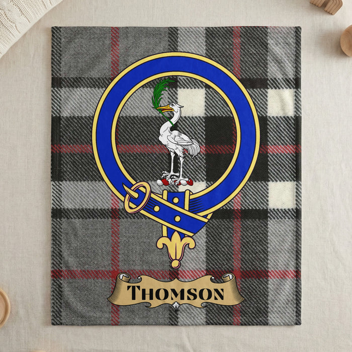 Thomson printed throw draped with name scroll visible