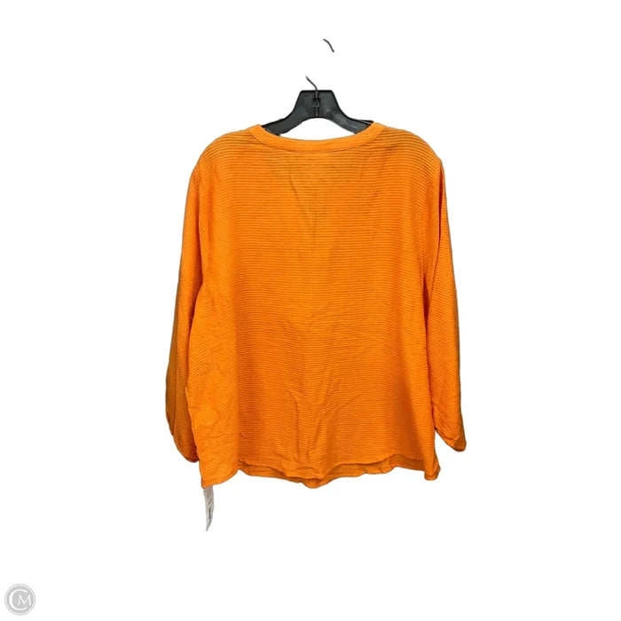 Top 3/4 Sleeve Basic By Liz Claiborne In Orange, Size: Xxl