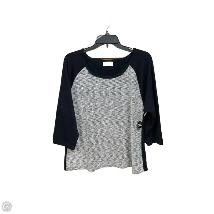 Top 3/4 Sleeve By Bobbie Brooks In Blue & White, Size: 2