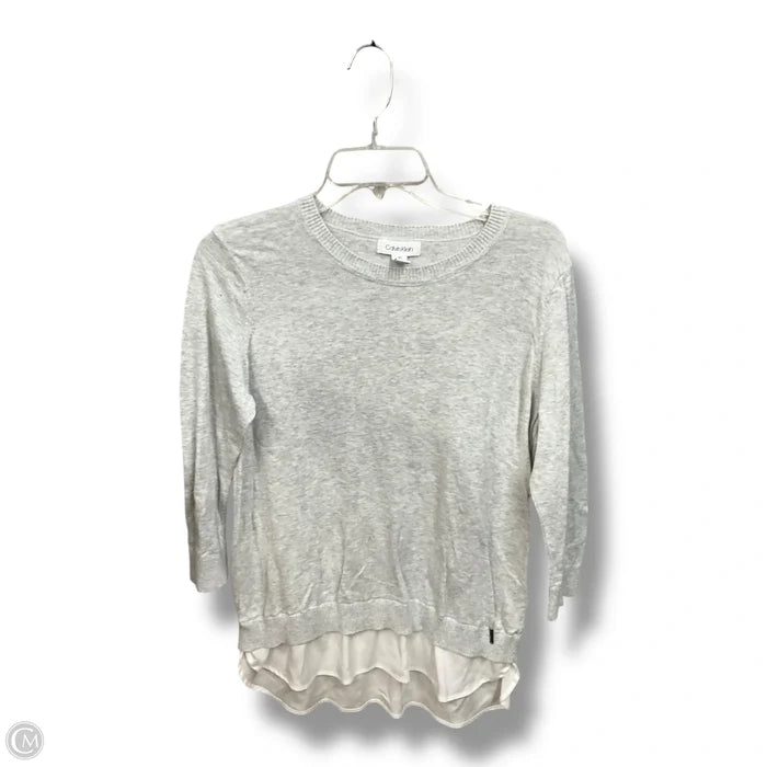 Top 3/4 Sleeve By Calvin Klein In Grey, Size: M