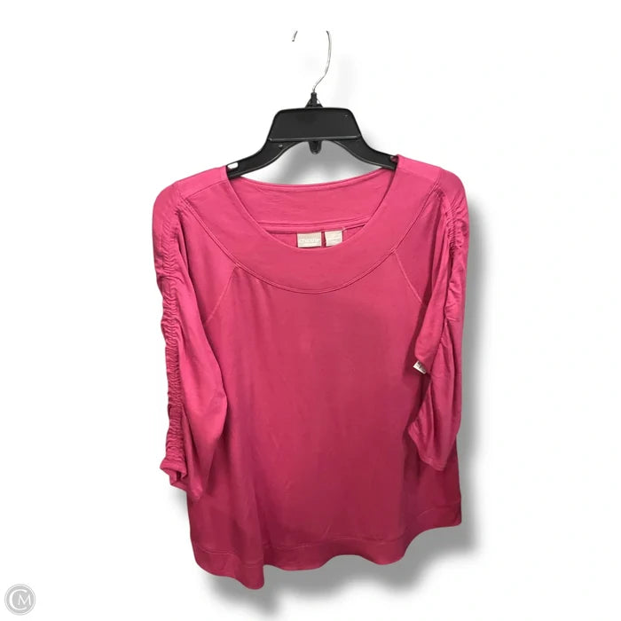 Top 3/4 Sleeve By Chicos In Pink, Size: Lp