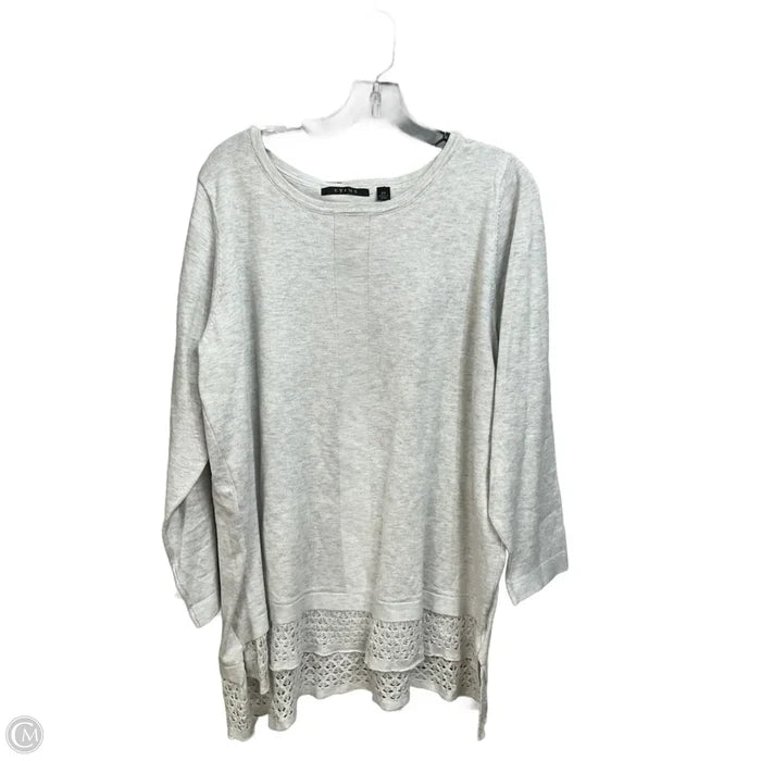 Top 3/4 Sleeve By Cyrus In Grey, Size: 2x