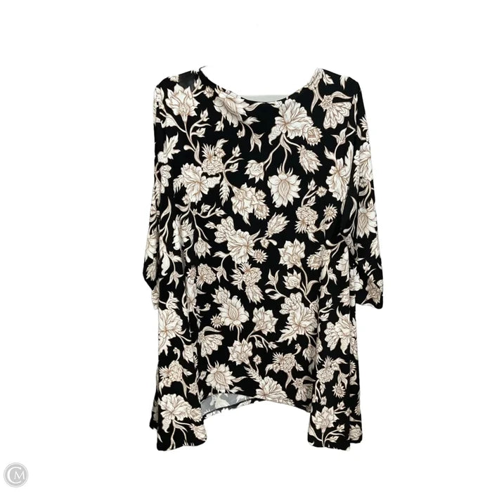 Top 3/4 Sleeve By Jm Collections In Floral Print, Size: 2x