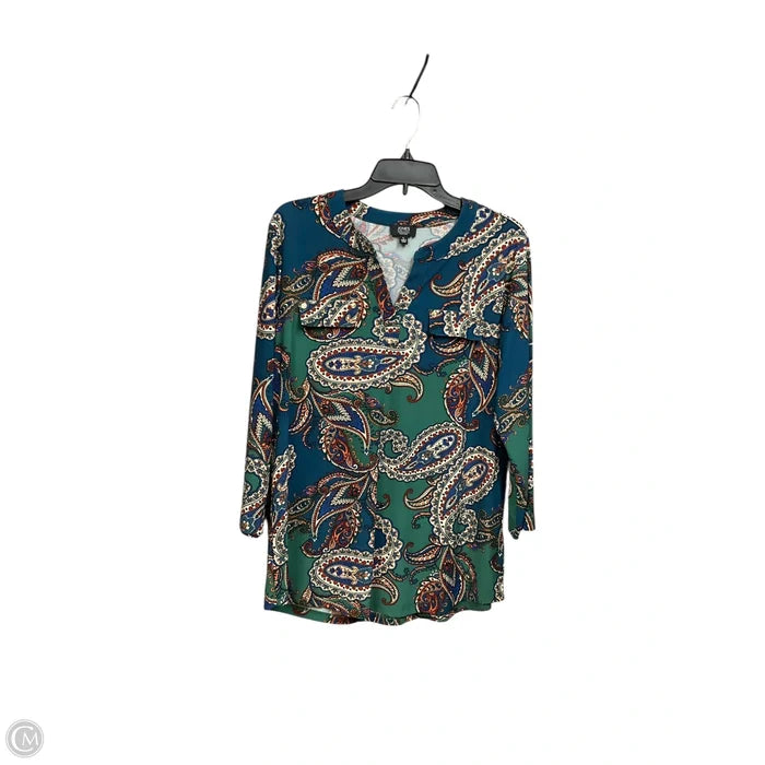 Top 3/4 Sleeve By Jones New York In Paisley Print, Size: L