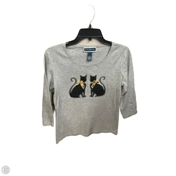 Top 3/4 Sleeve By Karen Scott In Grey, Size: S