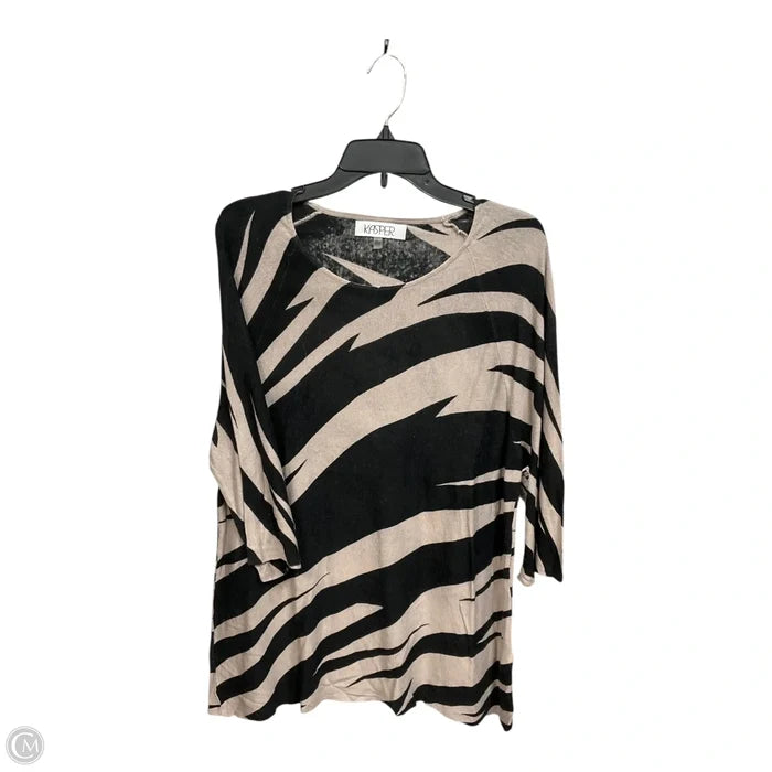 Top 3/4 Sleeve By Kasper In Black & Grey, Size: Xl