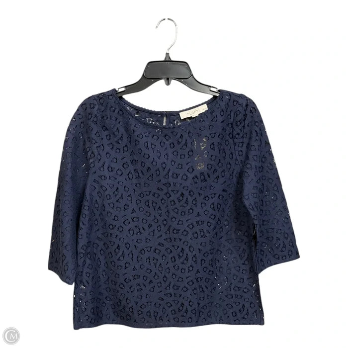 Top 3/4 Sleeve By Loft In Blue & Brown, Size: Sp