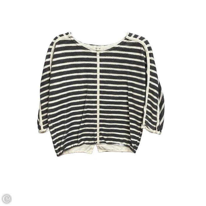 Top 3/4 Sleeve By Madewell In Grey & White, Size: M