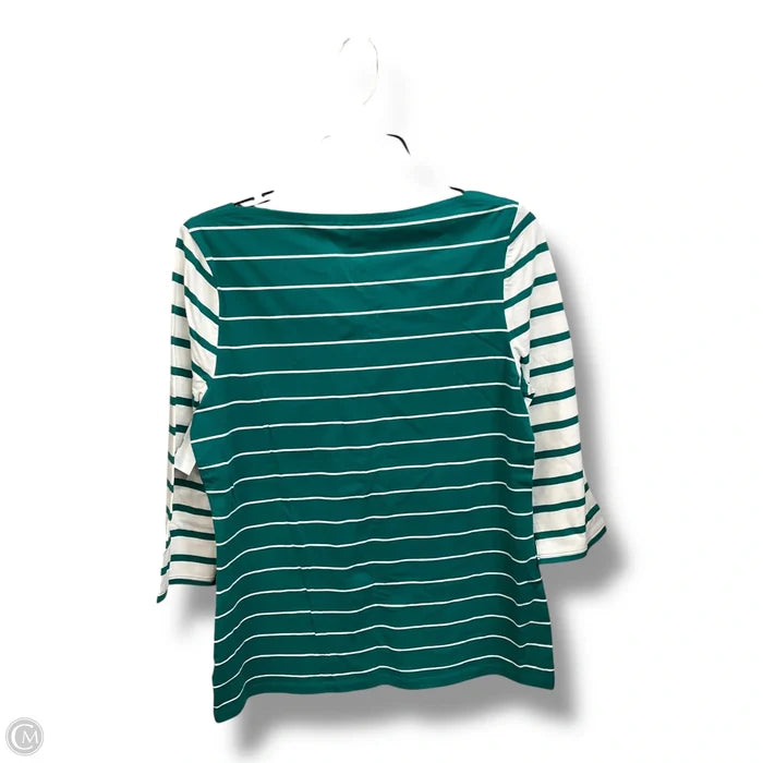 Top 3/4 Sleeve By Merona In Green & White, Size: L