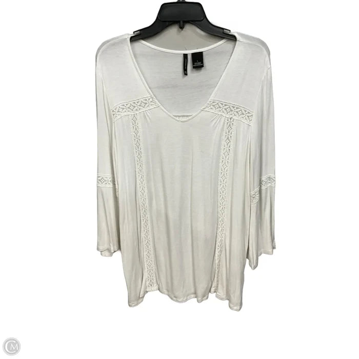 Top 3/4 Sleeve By New Directions In White, Size: L