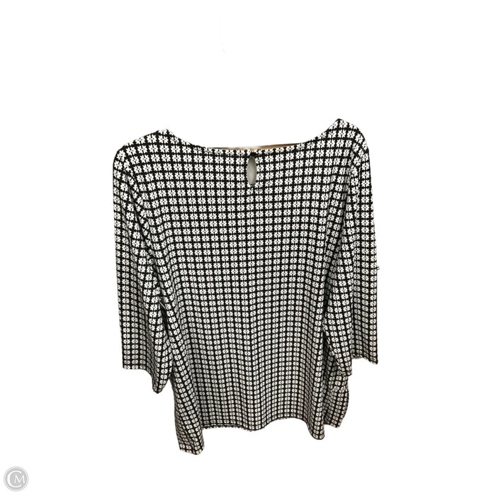 Top 3/4 Sleeve By Talbots In Black & White, Size: 1x