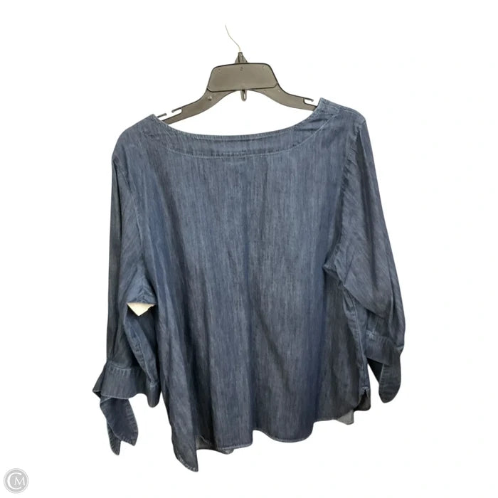 Top 3/4 Sleeve By Talbots In Blue Denim, Size: Mp