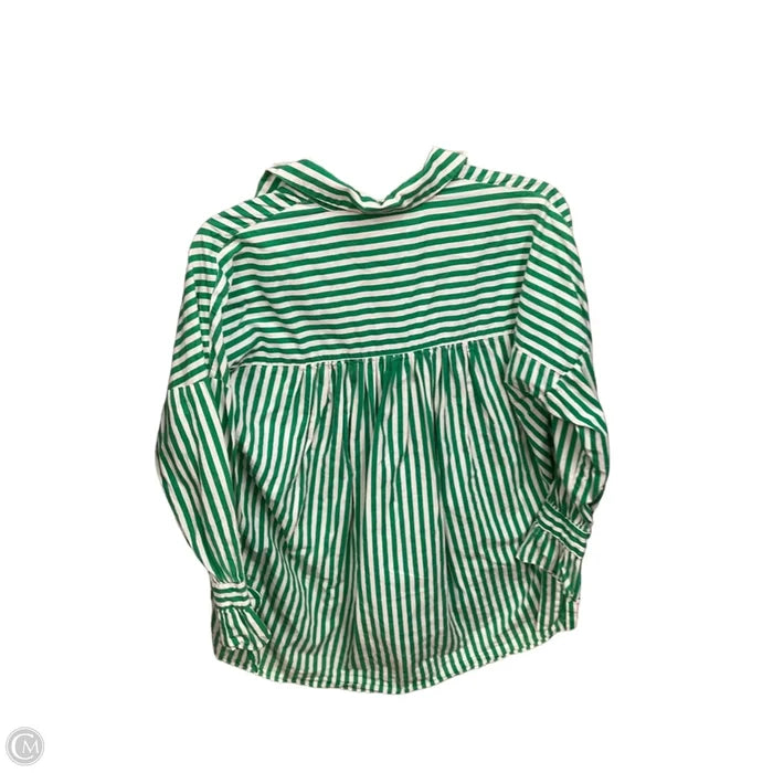 Top 3/4 Sleeve By Zara In Green & White, Size: M