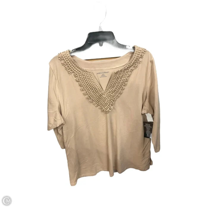 Top Long Sleeve Basic By Jessica London In Beige, Size: 2x