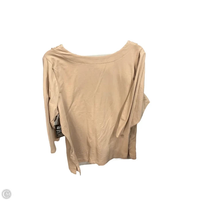 Top Long Sleeve Basic By Jessica London In Beige, Size: 2x