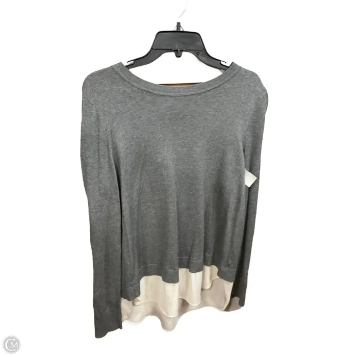 Top Long Sleeve Basic By Loft In Grey & White, Size: M