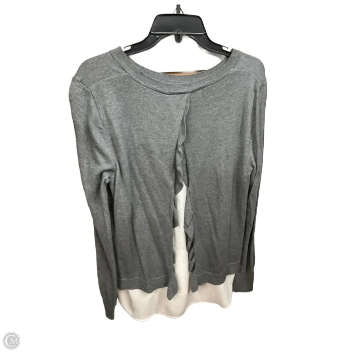 Top Long Sleeve Basic By Loft In Grey & White, Size: M