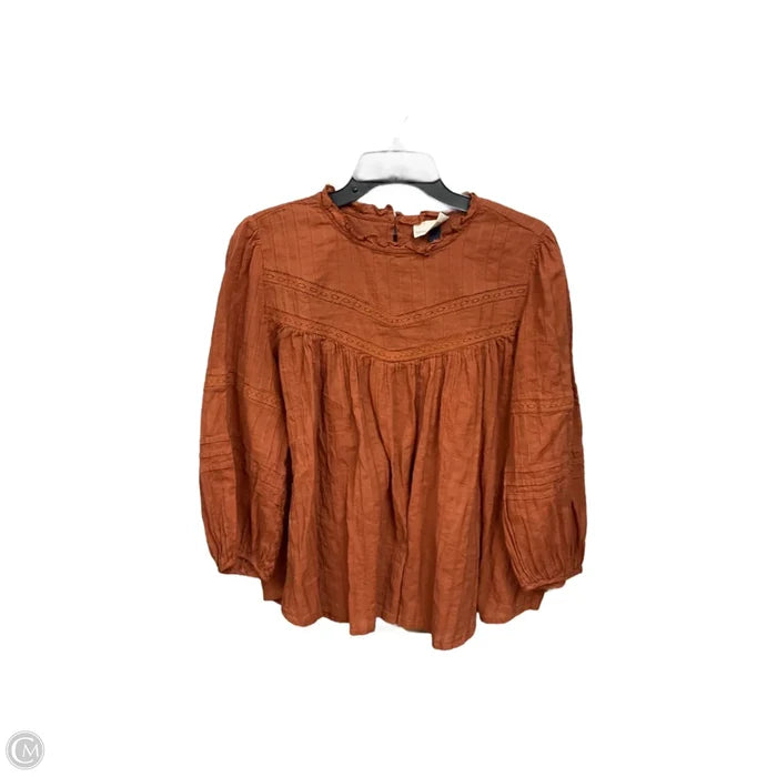 Top Long Sleeve Basic By Madewell In Orange, Size: L