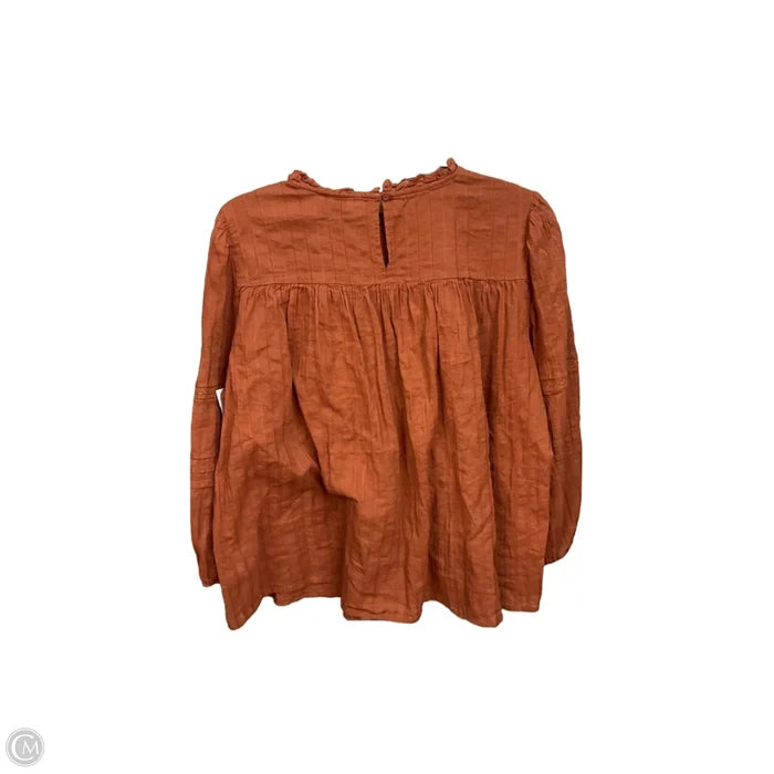 Top Long Sleeve Basic By Madewell In Orange, Size: L