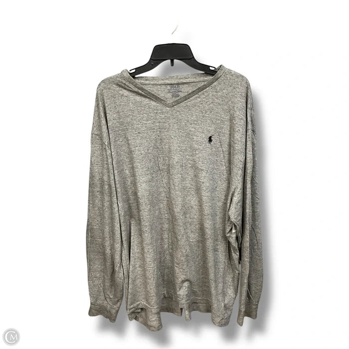 Top Long Sleeve Basic By Ralph Lauren In Grey & White, Size: Xxl