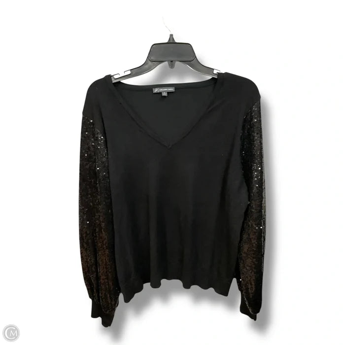 Top Long Sleeve By Adrianna Papell In Black, Size: Xl
