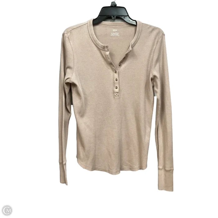 Top Long Sleeve By Aerie In Tan, Size: L