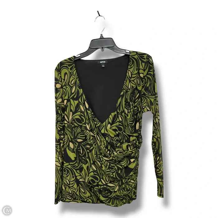 Top Long Sleeve By Apt 9 In Black & Green, Size: L