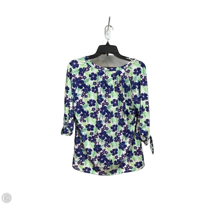 Top Long Sleeve By Caribbean Joe In Floral Print