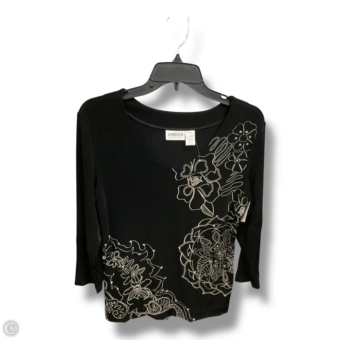 Top Long Sleeve By Chicos In Black, Size: M