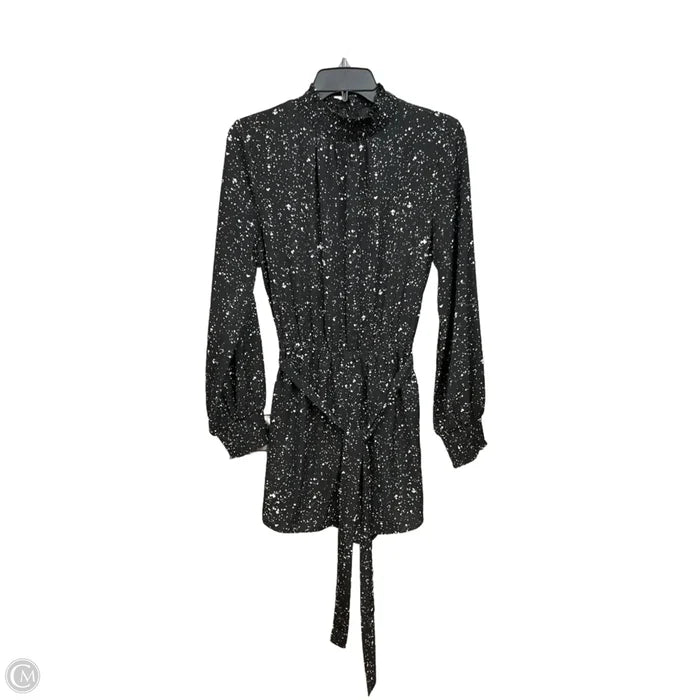 Top Long Sleeve By Fabrik In Black & White, Size: S