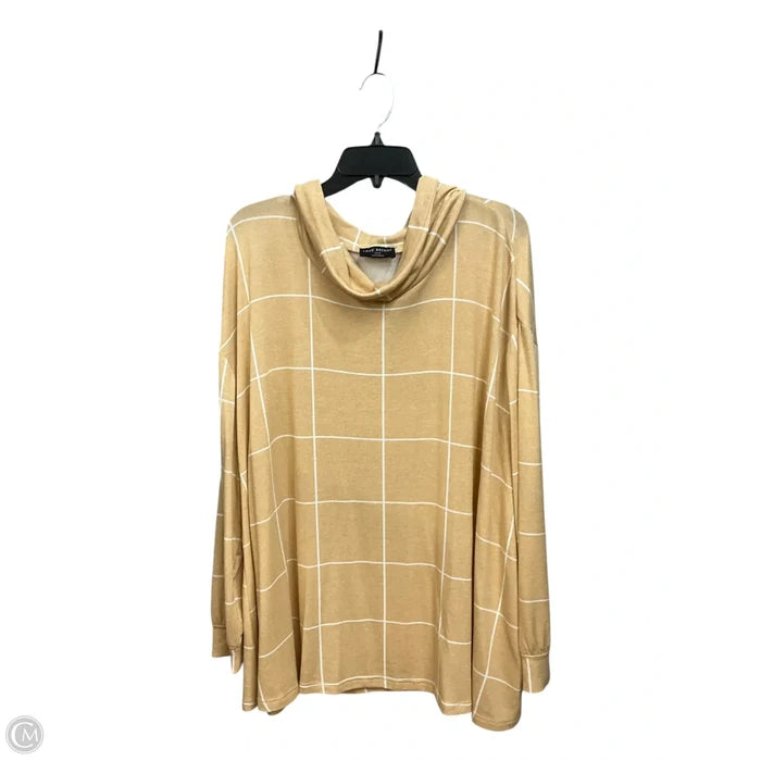 Top Long Sleeve By Lane Bryant In Tan & White, Size: 3x