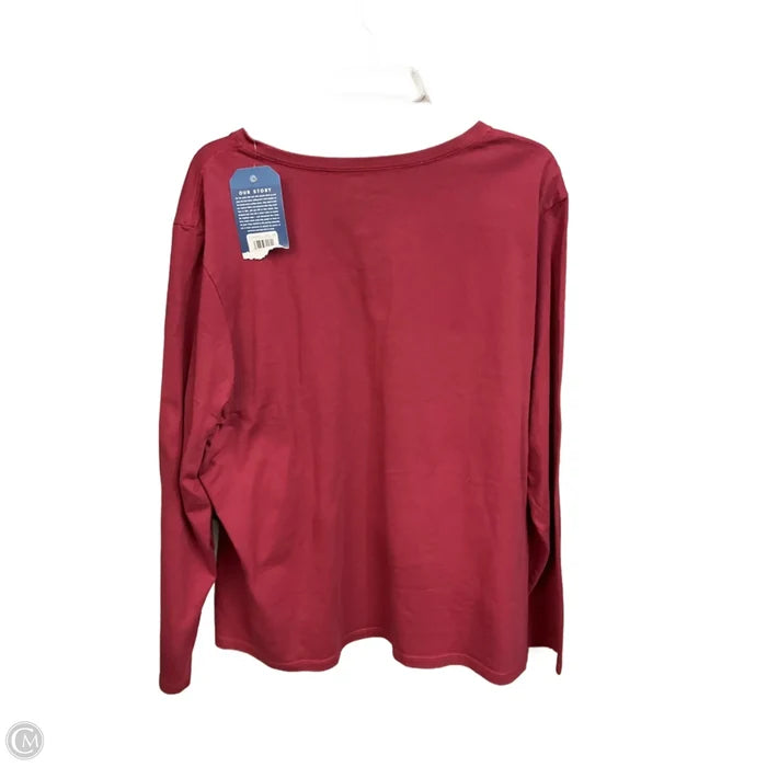 Top Long Sleeve By Life Is Good In Maroon, Size: 3x