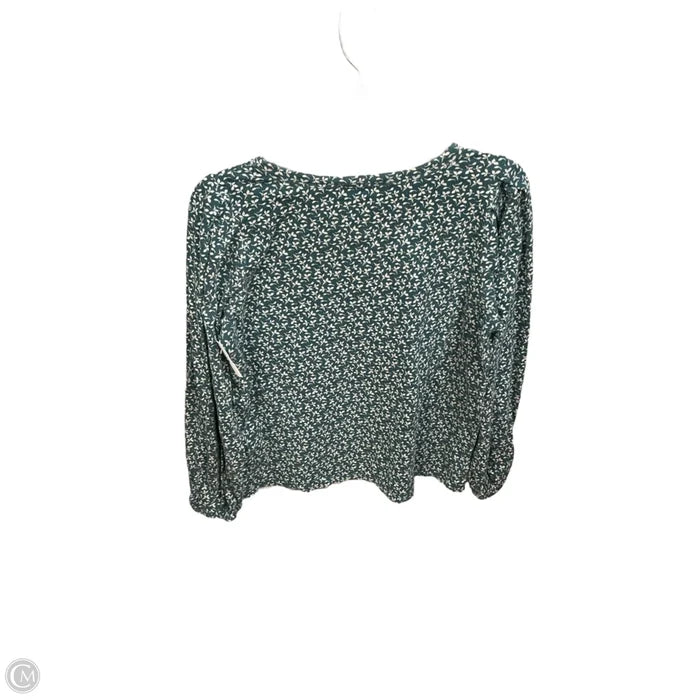 Top Long Sleeve By Loft In Green & White, Size: L