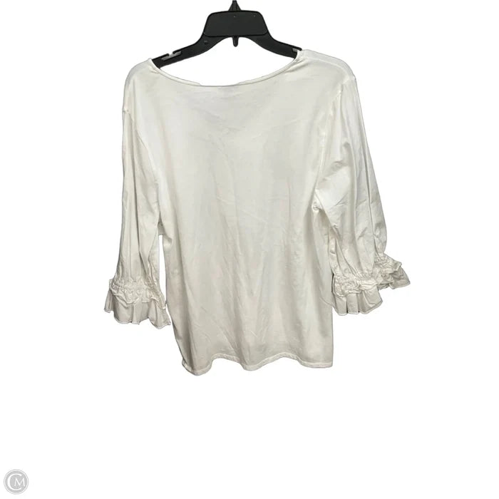 Top Long Sleeve By Loft In White, Size: L