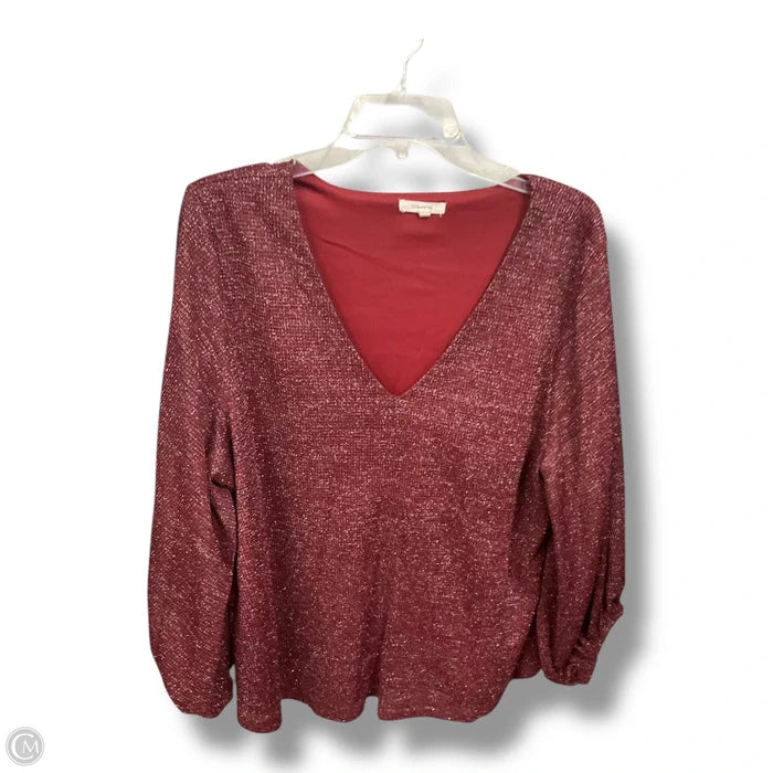 Top Long Sleeve By Maurices In Maroon, Size: 1x