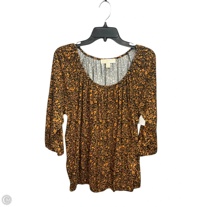 Top Long Sleeve By Michael By Michael Kors In Black & Orange, Size: 1x
