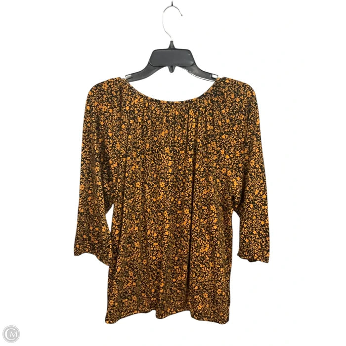 Top Long Sleeve By Michael By Michael Kors In Black & Orange, Size: 1x