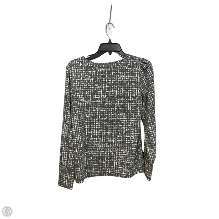 Top Long Sleeve By Tahari In Grey & White, Size: S